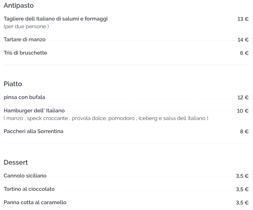 Menu del Giorno